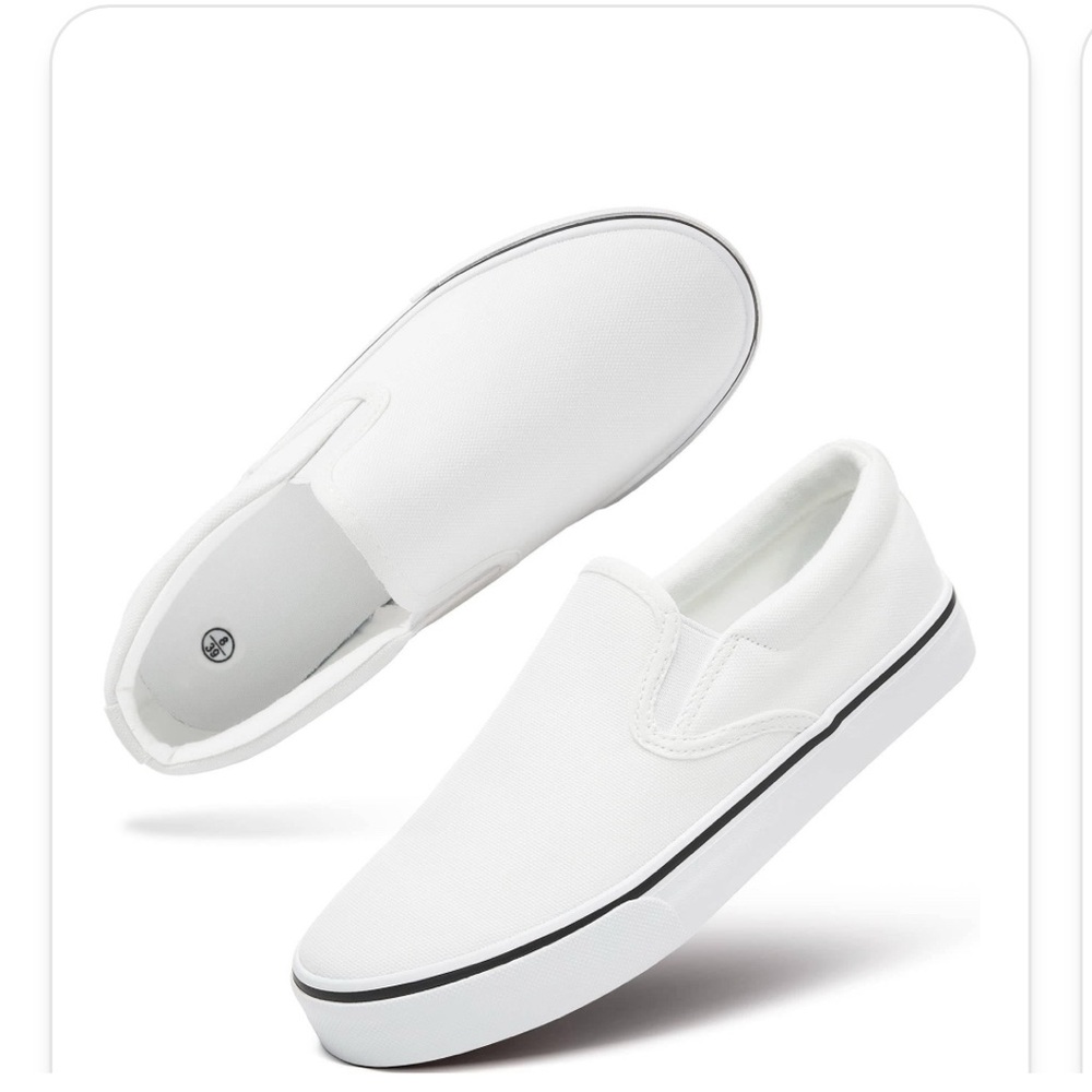 White Slip-On Canvas Sneakers. Size6.5